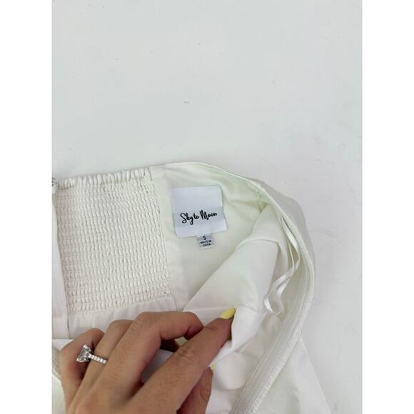 Sky to moon white stain strapless mini dress - size small - Picture 6 of 7